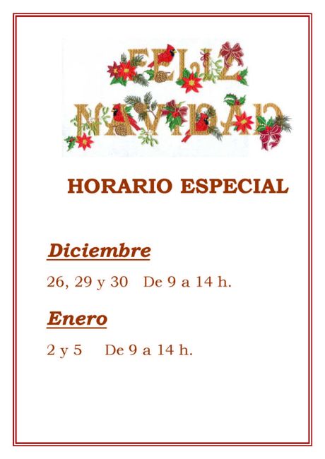 Horario Navidad 2014
